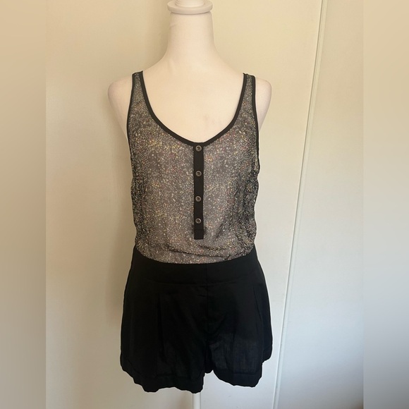 Free People Other - Free People Black Floral Short Romper with Pockets size 2